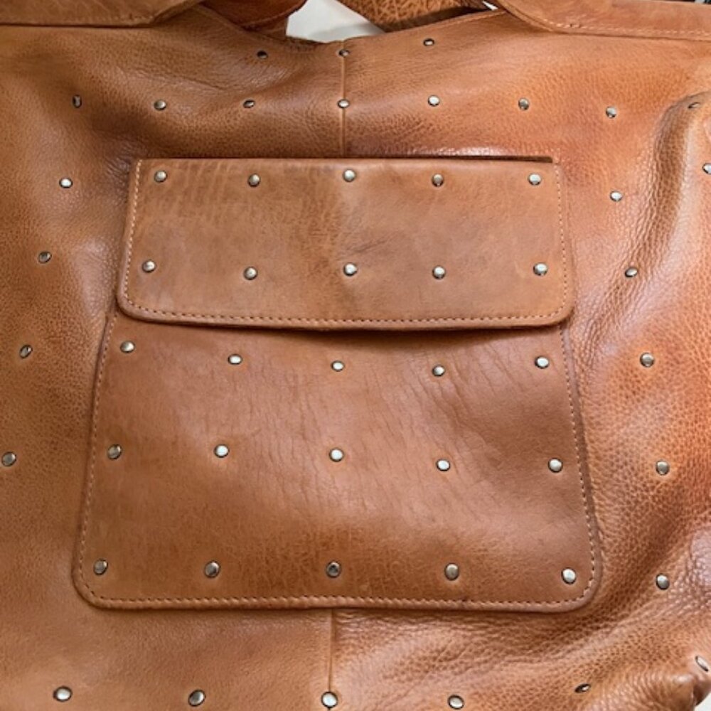NEW Latico Leather Cognac Jagger Studded Crossbody Tote